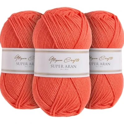 Afbeelding van Utopia Crafts Super Aran 3 bollen brei en haakgaren, 100 g, levendige perzik