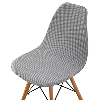 Afbeelding van Highdi Set van 1/2/4/6 Fluwelen Scandinavische jacquard, Effen kleur hoezen voor eetkamerstoelen, stoelen zonder leuning de keuken, woonkamer, kantoor (lichtgrijs, 6 stuks)