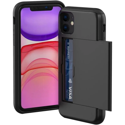 Afbeelding van iMoshion Hoesje Geschikt voor iPhone 11 Ruimte 2 pasjes Backcover met pasjeshouder Zwart