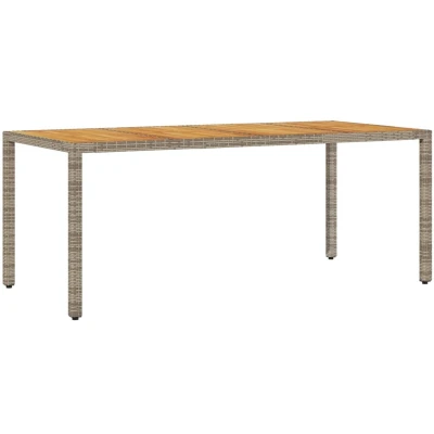 Afbeelding van Tuintafel met acaciahouten blad 190x90x75 cm poly rattan grijs