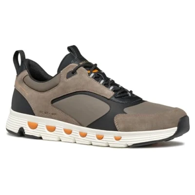 Afbeelding van Geox U Spherica ECUB Sneakers laag, Heren, Maat: 41, Dove grey black Leer en textiel