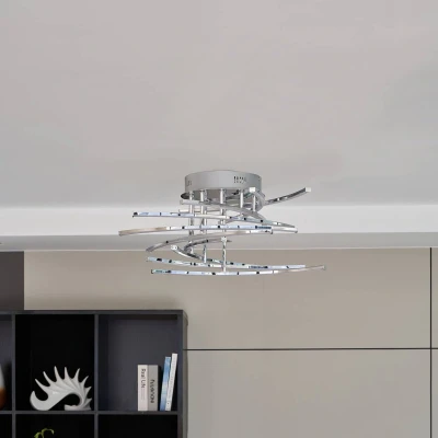 Afbeelding van Lindby LED plafondlamp met dimmer 1licht ijzer, aluminium, kunststof H: 24.5 cm chroom, wit Inclusief lichtbron