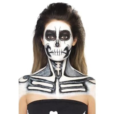 Afbeelding van Skeleton Liquid Latex Kit with Black &amp; White Make Up Pots 2 Sponge Applicators 28ml/1oz