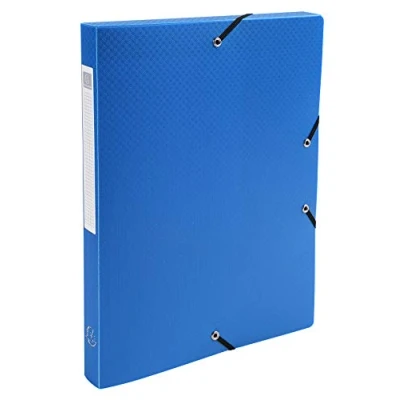Image de Exacompta Réf. 59612E Carton de 4 Boîtes Classement polypropylène opaque dos 2,5 cm bleu clair