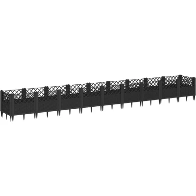 Afbeelding van Plantenbak met pinnen 363,5x43,5x43,5 cm polypropeen zwart