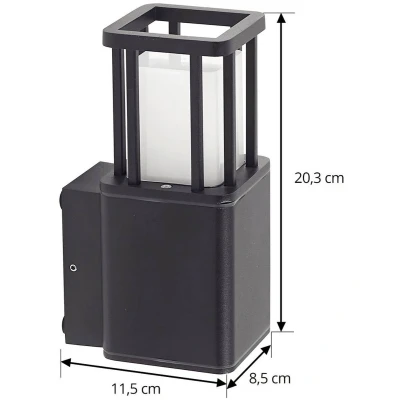 Afbeelding van Lucande LED buitenwandlamp Dakil, zwart, aluminium