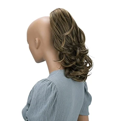 Afbeelding van PrettyShop haarverlenging, gevlochten, paardenstaart, golvend, volume, 30 cm, bruin mix, H59b