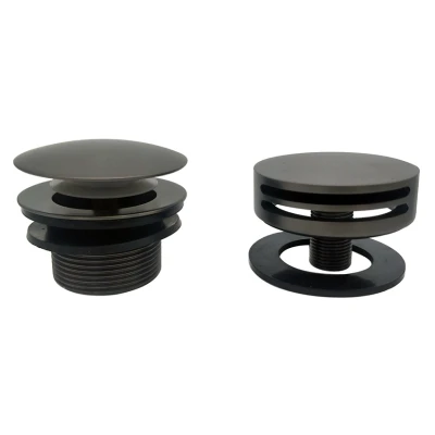 Afbeelding van Wiesbaden Set knop/plug badoverloopcomb. +vulfunctie rond gunmetal