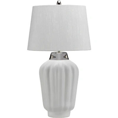 Afbeelding van Quintiesse, Tafellamp, Bexley Tafellamp E27 Wit en Gepolijst Nikkel Licht Ivoor met Zilver Laminaat Interieur (E27)