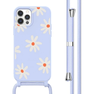 Afbeelding van imoshion hoesje Geschikt voor iPhone 12 / Pro met koord Siliconen design Meerkleurig Lila Flower Distance