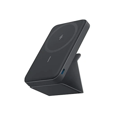 Afbeelding van Anker magnetische externe accu 622 (MagGo), draagbare draadloze opvouwbaar oplader en USB C voor iPhone 14/13/12 serie, 5000 mAh, Grijs Interstellair