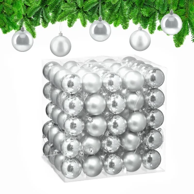 Afbeelding van Relaxdays Boule de Noël, lot Pratique 100, Plastique Robuste, pour décorer Le Sapin, diamètre : 6 cm, argentée