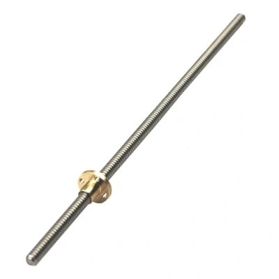 Afbeelding van Lineaire beweging CNC kogelomloopspindel T8 lood 8 mm 2 mm/4 mm/8 steek OD L 100 200 300 350 400 500 600 met messing moer voor 3D printer (kleur: mm, maat: