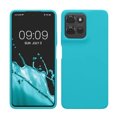 Afbeelding van kwmobile telefoonhoesje geschikt voor Motorola Moto G75 5G Hoesje met siliconen coating Smartphone case in ijsblauw