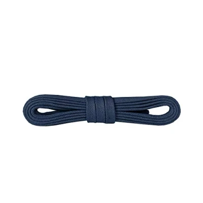 Afbeelding van Kaps Kleurrijke veters voor schoenen, plat en gewaxt, 100% katoen, kwaliteit, 5 mm breed, verkrijgbaar in verschillende lengtes kleuren, gemaakt Europa, 57 Marineblauw