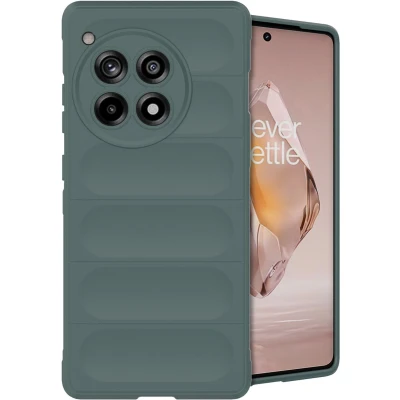 Afbeelding van iMoshion Hoesje Geschikt voor OnePlus 12R Siliconen EasyGrip Backcover Donkergroen