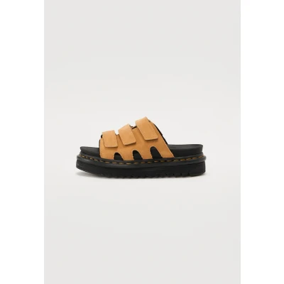 Afbeelding van Dr. Martens Raine Sandalen met plateauzool, Dames, Maat: 41, Tan Veloursleer