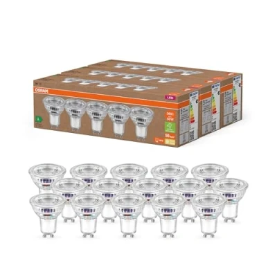 Image de Osram Hocheffiziente LED Lampen mit Energieeffizienz Klasse A, Exklusiv auf Amazon Vorteilspack 15 Leuchtmittel, ersetzt herkömmliche 50W Reflektorlampen, warmweiß(2700K), E27, Glas