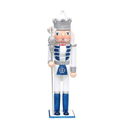 Afbeelding van Dekohelden24 Notenkraker van hout, zilver/blauw/wit, met pailletten, afmetingen L x B H: 10 9 38 cm, cm