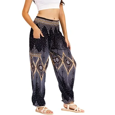 Afbeelding van Lofbaz dames bohemian smoked waist broek thai