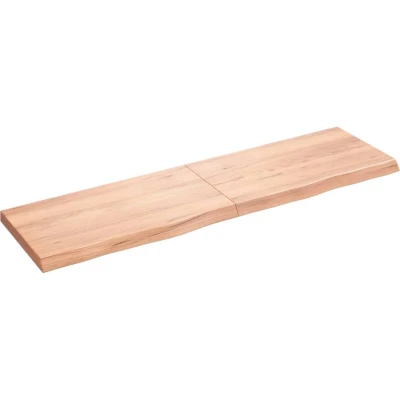 Afbeelding van vidaXL Wastafelblad 180x50x(2 6) cm behandeld massief hout lichtbruin