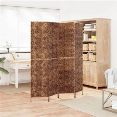 Afbeelding van Kamerscherm met 4 panelen 163x180 cm waterhyacint bruin