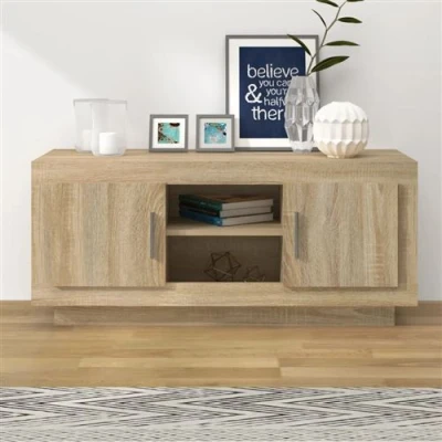 Afbeelding van Tv meubel 102x35x45 cm bewerkt hout sonoma eikenkleurig