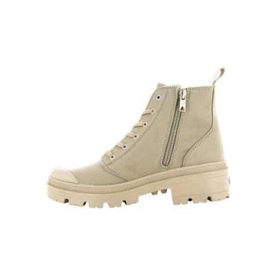 Afbeelding van Palladium Pallabase Enkellaarsjes met plateauzool, Dames, Maat: 41, Caramel Textiel
