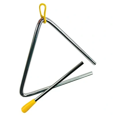 Afbeelding van Bino Triangel Junior 16,5 Cm Metaal Zilver/geel 2 delig
