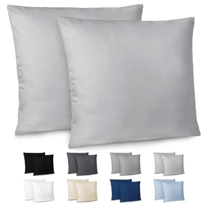 Afbeelding van Dreamzie kussensloop, 65 x cm, set van 2 kussenslopen microvezel met ritssluiting, Oeko Tex gecertificeerd, grijs
