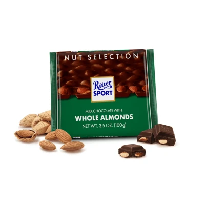 Afbeelding van Ritter Sport Chocolade Melk Hele Amandel tablet 100 gram