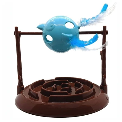 Afbeelding van Doc &amp; Phoebe&#039;s Twirly Bird Snacker Interactief Speelgoed voor katten Draaiend puzzelspeelgoed met snacks Stimuleert het jachtinstinct van je kat veel energie