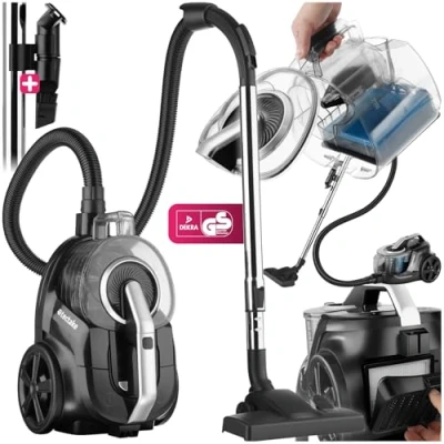 Afbeelding van tectake® Zakloze Stofzuiger VC900 900 W Sterke met Kabel voor Dierenharen Eenvoudig Schoon te Maken zonder Zak Geschikt Tapijten en Harde Vloeren