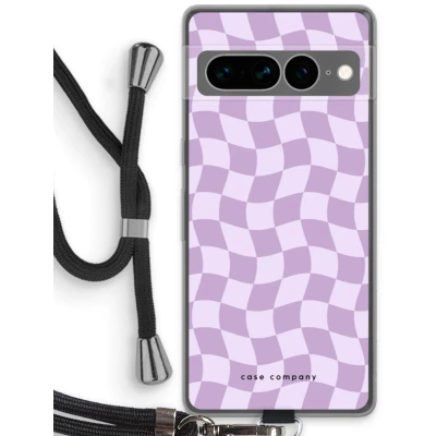 Afbeelding van Case Company® hoesje met Koord geschikt voor Google Pixel 7 Pro Grid Paars Telefoonhoesje Zwart Bescherming aan alle Kanten en Over de Schermrand