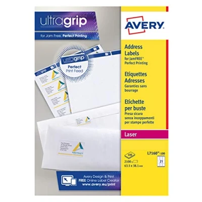 Afbeelding van Etiket Avery LR7160 100 63.5x38.1mm recycled wit 2100stuks
