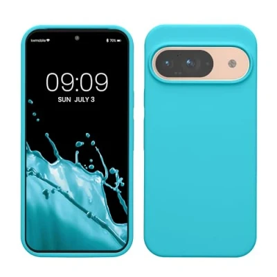 Afbeelding van kwmobile hoesje geschikt voor Google Pixel 9 / Pro case Siliconen telefoonhoesje Telefoon beschermhoes Smartphone cover in ijsblauw
