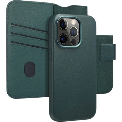 Afbeelding van Accezz Hoesje geschikt voor iPhone 14 Pro Leather Bookcase 2 in 1 MagSafe Cedar Green