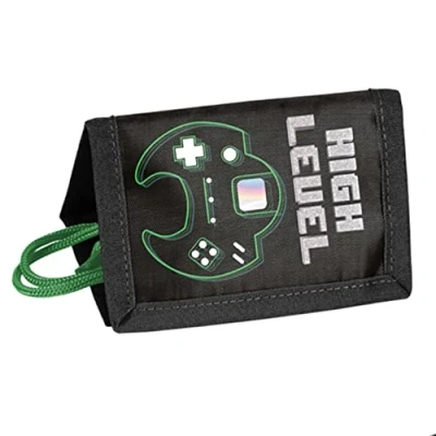 Afbeelding van Paso Retro portemonnee voor kinderen, zwart/groen, 12 x 8 1,5 cm, zwart, gaming, zwart., Gaming