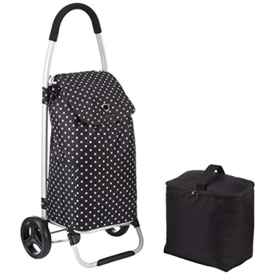 Afbeelding van KitchenCraft Boodschappentas op wielen opvouwbaar zwarte stippen 45 x 33 100 cm