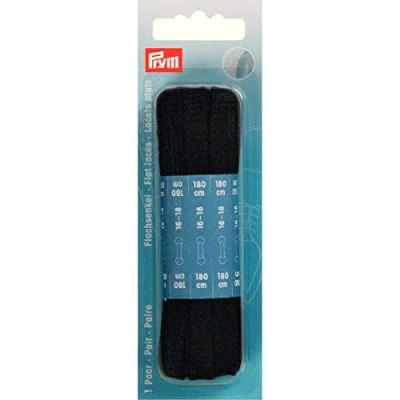 Afbeelding van Prym zwart (0,8 x 180 cm) platte veters 2 stuks