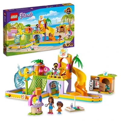 Afbeelding van LEGO 41720 Friends het waterpark, zomerspeelgoed om te bouwen voor kinderen vanaf 6 jaar, met mini poppen, glijbanen en aquarium, cadeau idee verjaardag