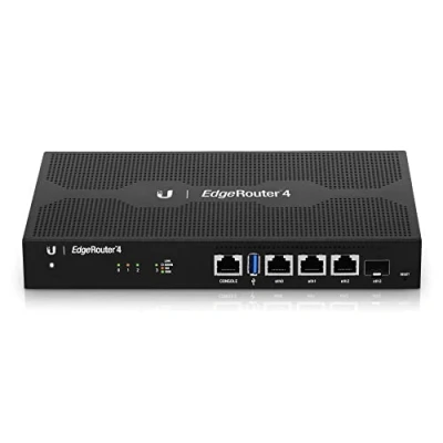 Afbeelding van Ubiquiti Networks EdgeRouter 4 verbonden router zwart aangesloten (Gigabit Ethernet, 10/100/1000Base T(X), 10,100,1000 Mbit/s, 4000 Mpps, 3.0 (3.1 Gen 1), UNMS, CLI, SNMP, NetFlow, LLDP, NP, NMP TP)