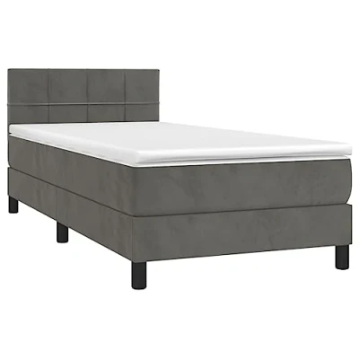 Afbeelding van vidaXL Boxspring met matras en LED fluweel donkergrijs 100x200 cm