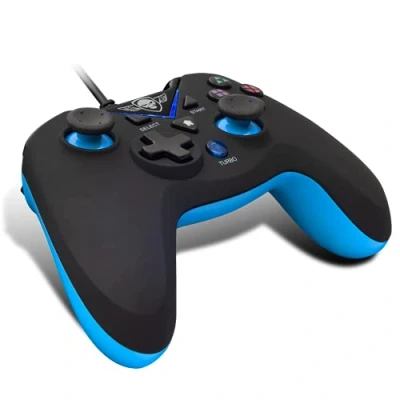 Afbeelding van Spirit of Gamer Game Controller Games Bedraad Rapidfire en Turboknop Geschikt voor PS3 Pc Zwart/Blauw