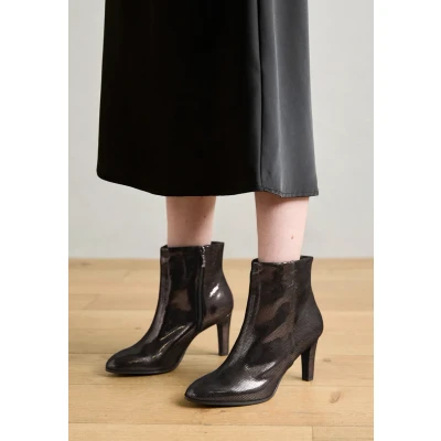 Afbeelding van Tamaris Enkellaarsjes met hoge hak pewter, Dames, Maat: 41, Pewter Textiel