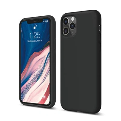 Afbeelding van elago Vloeibare siliconen case, compatibel met iPhone 11 Pro, hoes (5,8 inch), telefoonhoes, bescherming rondom: 3 laags beschermhoes (zwart)