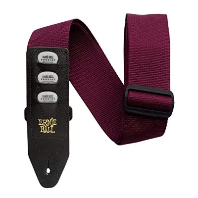Afbeelding van Ernie Ball Riem voor plectrumhouder van polypropyleen, bordeauxrood