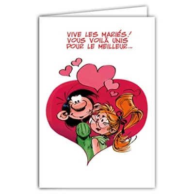 Afbeelding van AFIE GLCT 0130 Gaston Lagaffe bruiloftskaart met motieven voor de bruid, felicitatie, geluk, hart, liefde