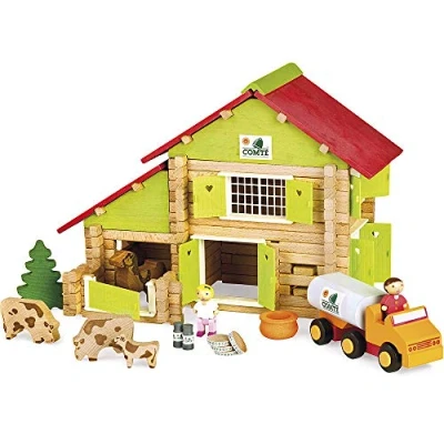 Image de Jeujura 8054 jeu de construction chalet à comte avec camion et animaux 180 pièces