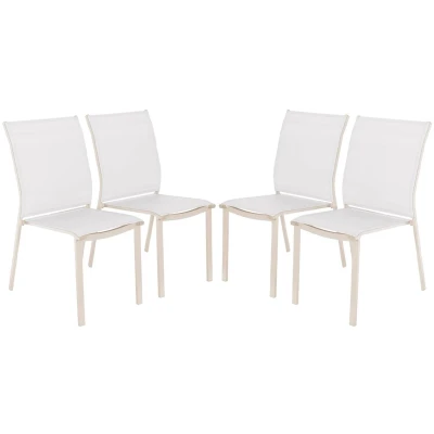 Afbeelding van sweeek Set van 4 stapelbare tuinstoelen cleveland aluminium en textileen, 64,5 x 45,5 89,5 cm